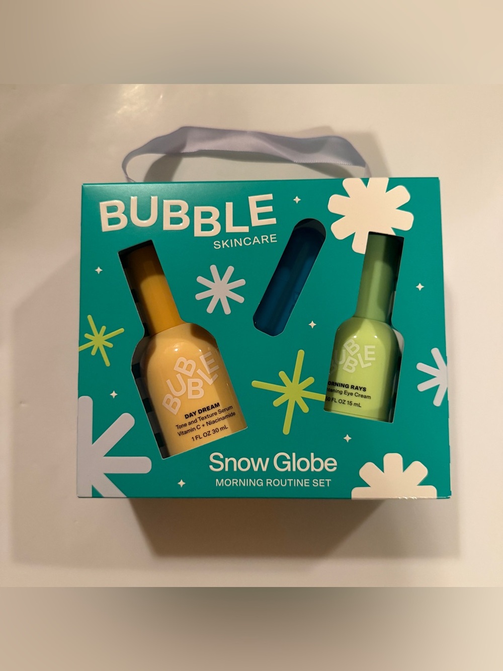 Bubble skincare snow globe morning routine set